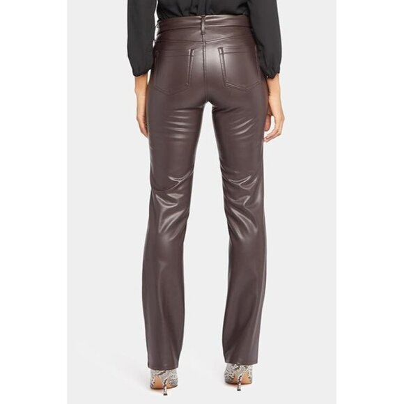 NYDJ Marilyn Faux Leather Straight Leg Pants in Cordovan ( 14 ) - Picture 2 of 5